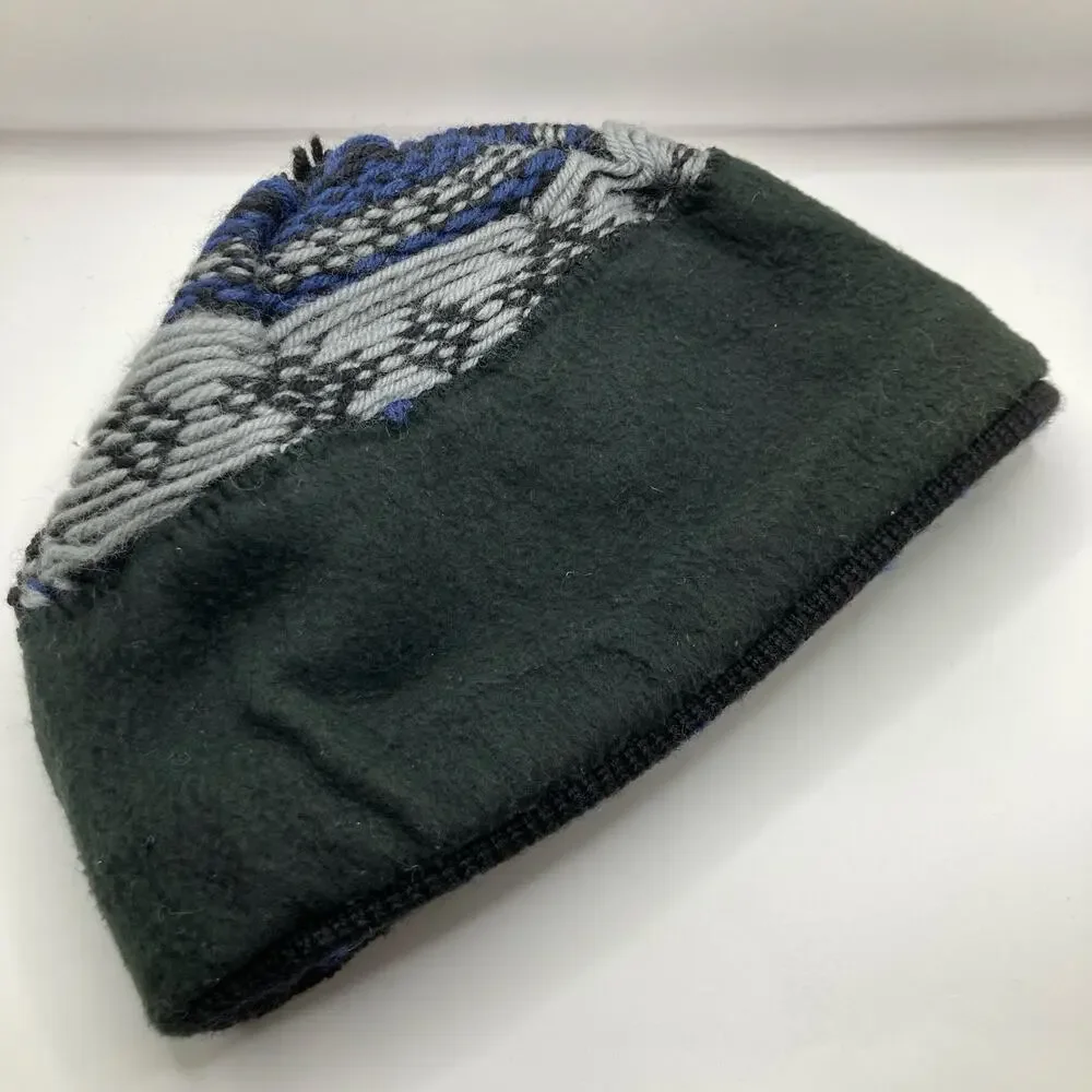 Turtle Fur Black Fair Isle Wool Blend Fleece-Lined Hat Youth OS Ski Outdoor